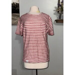 Native Youth‎ red white cotton stripe shirt pocket England XL